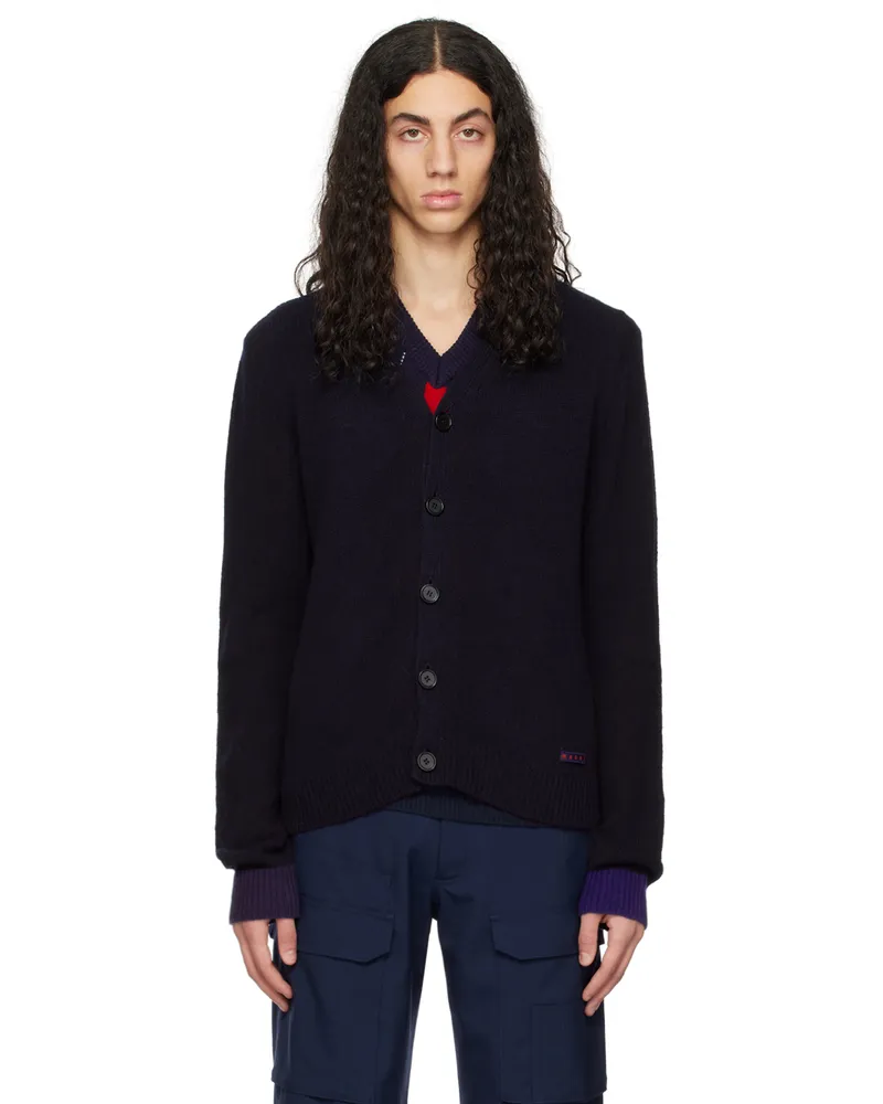 Marni Navy Colorblock Cardigan Cbb90