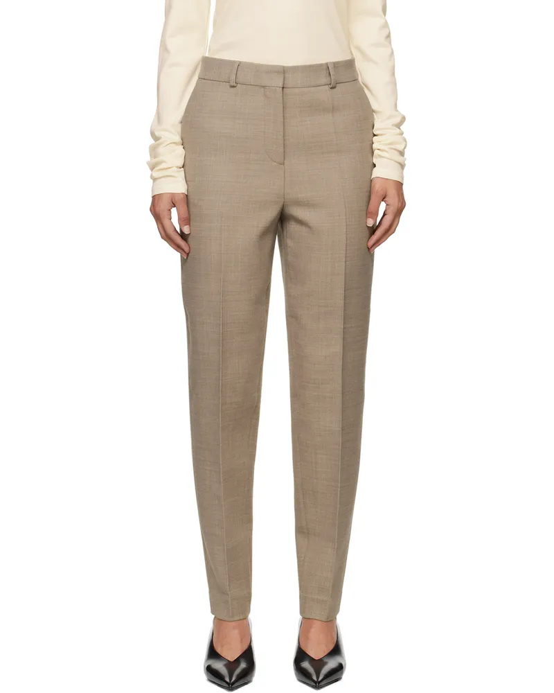 Totême Beige Low-Waist Tailored Trousers Oat
