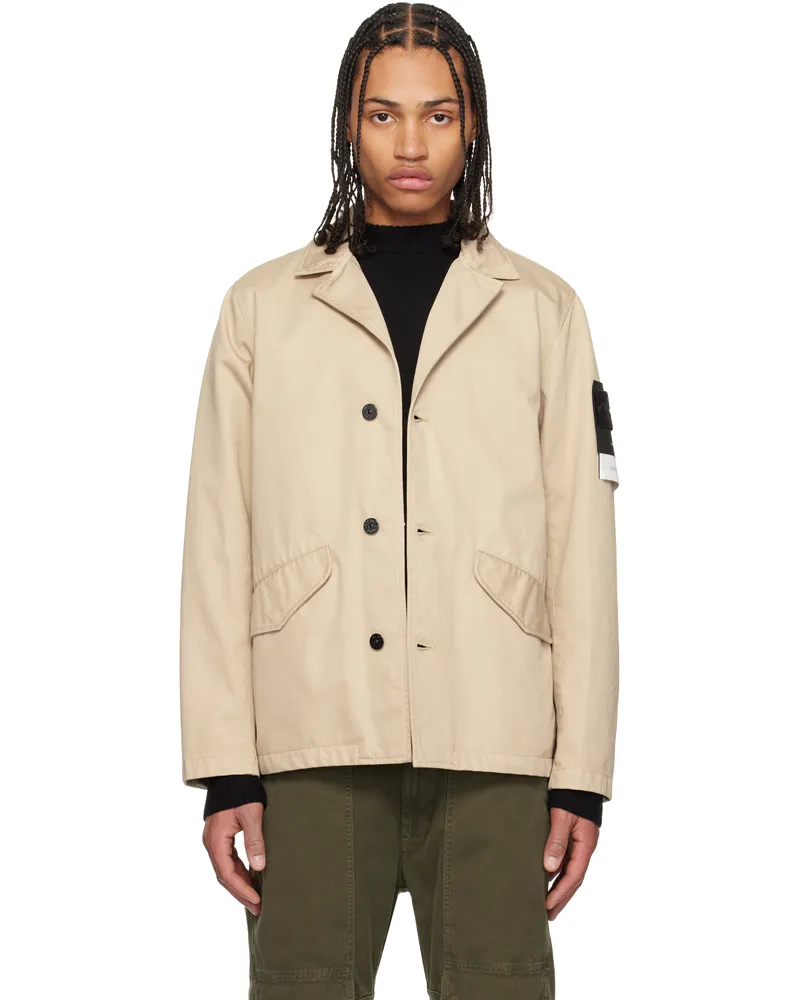 Stone Island Beige A100003 Raso Gommato 3L Blazer V009a