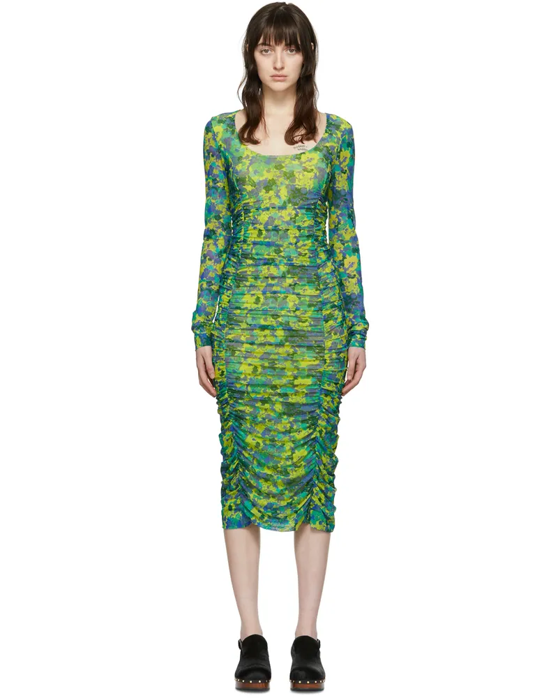 Ganni Multicolor Recycled Nylon Midi Dress 794