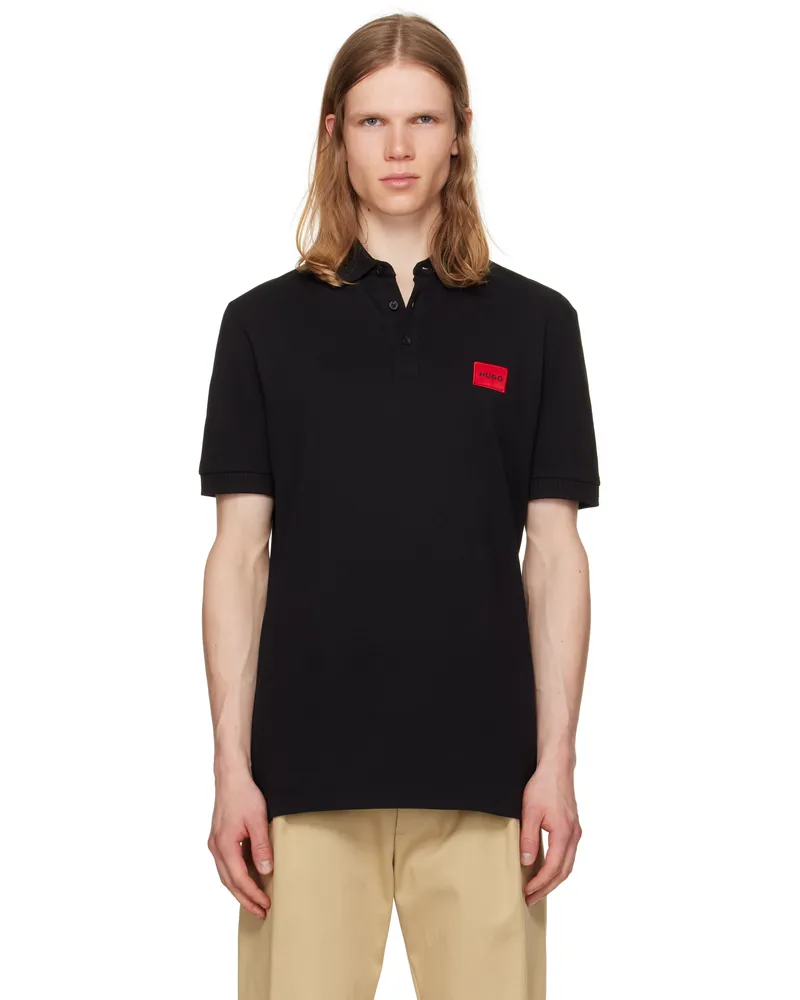 HUGO BOSS Black Cotton-Piqué Slim-Fit Logo Label Polo 001-black