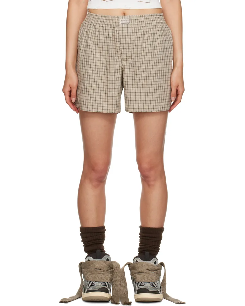 ERL Beige Plaid Boy Shorts 1