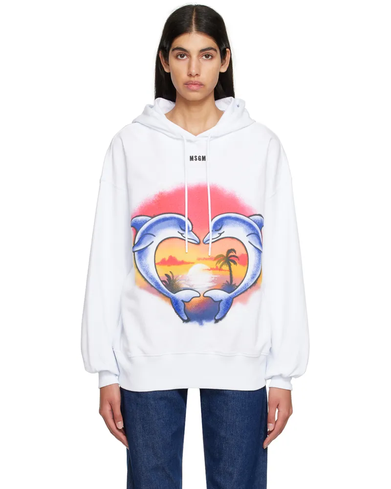 MSGM White Dolphin Hoodie Optical