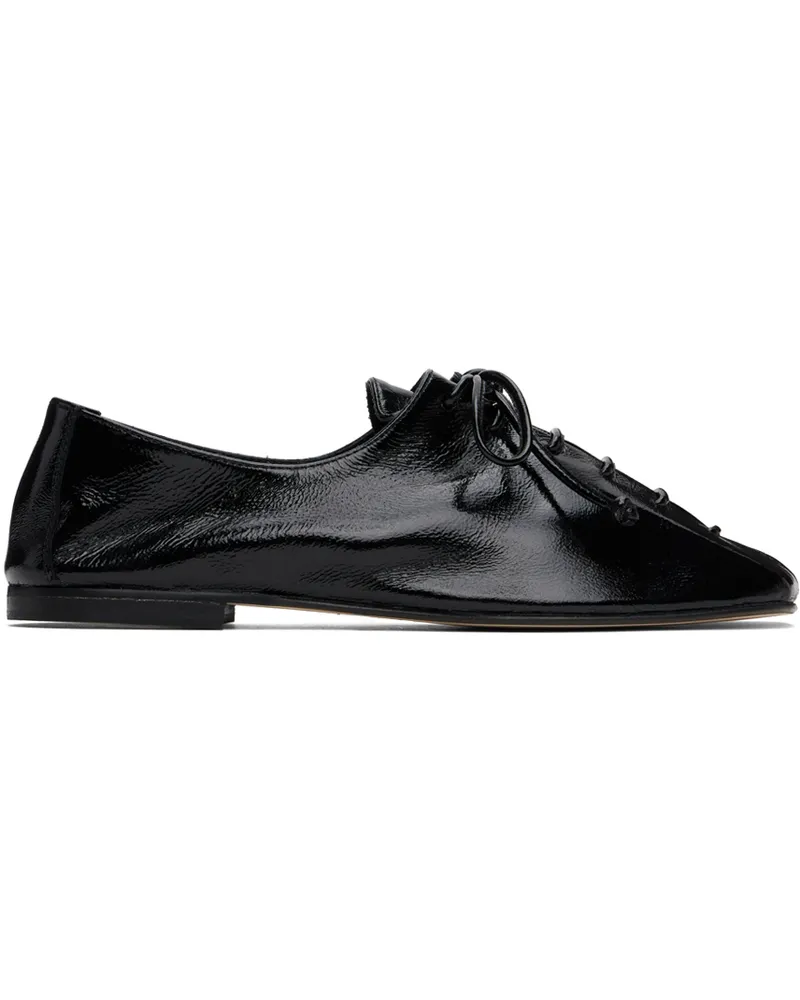 HEREU Black Plegada Crinkled Glossy Oxfords Black