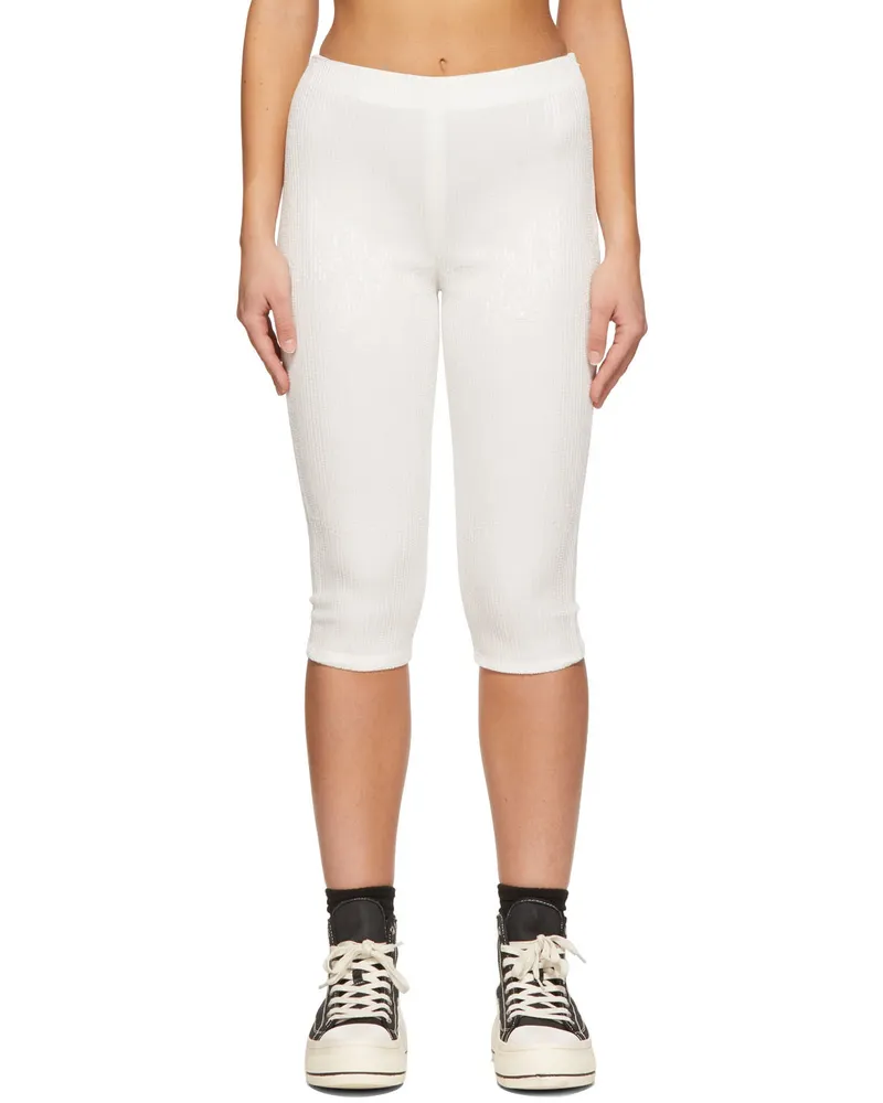 WE 11 DONE White Sequin Shorts White
