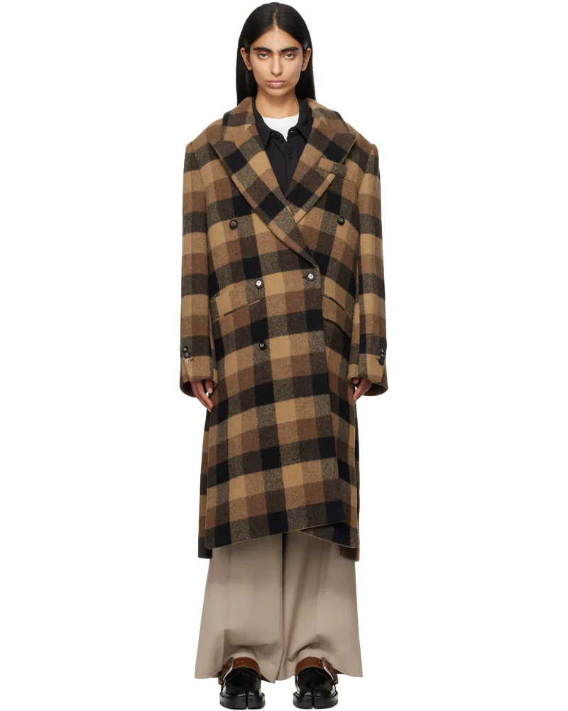 Adererror Brown Double-Breasted Coat Brown