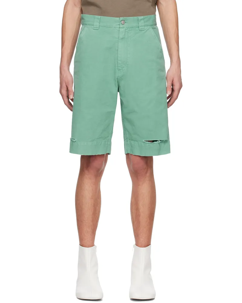 Maison Margiela Green Distressed Shorts 605