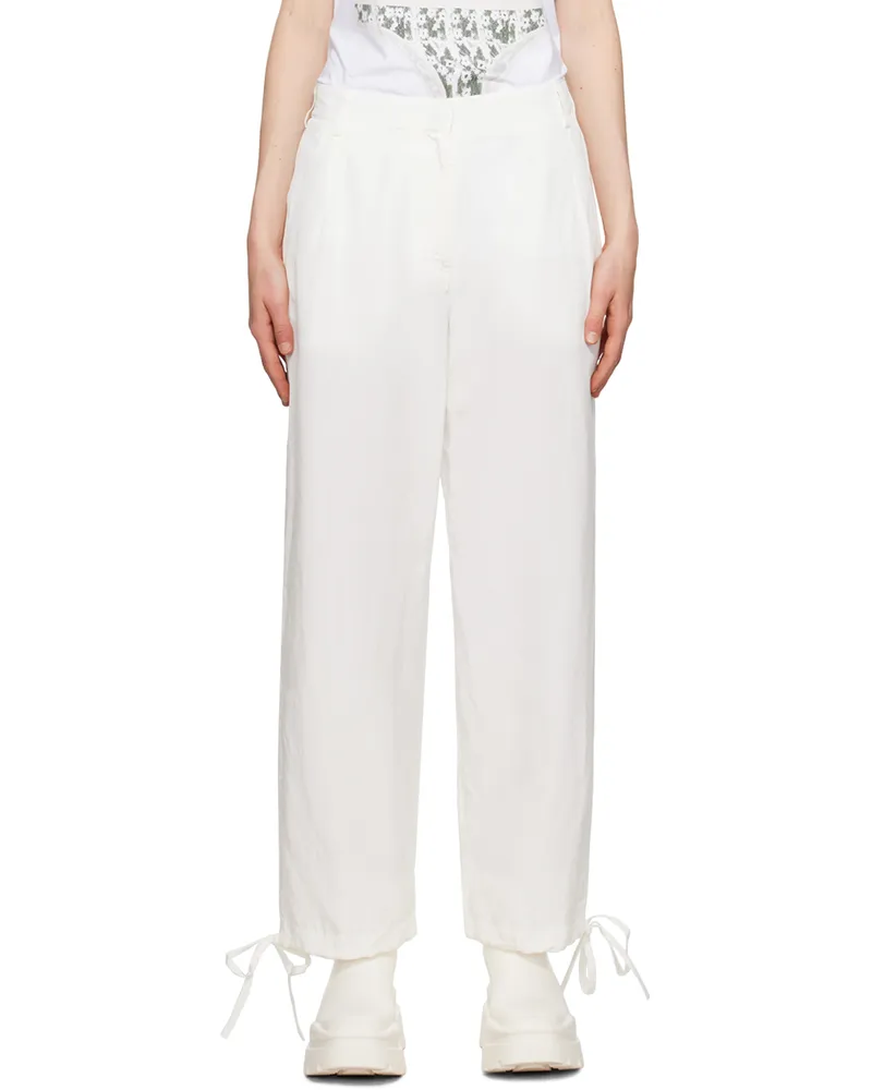 MSGM White Drawstring Trousers 02