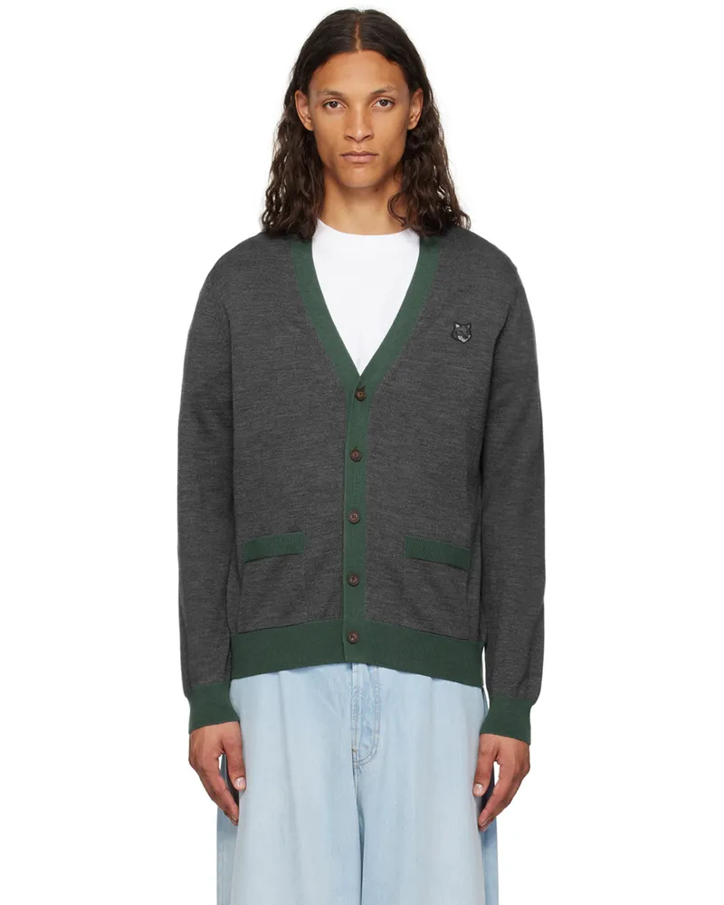 Kitsuné Gray Bold Fox Head Cardigan H170