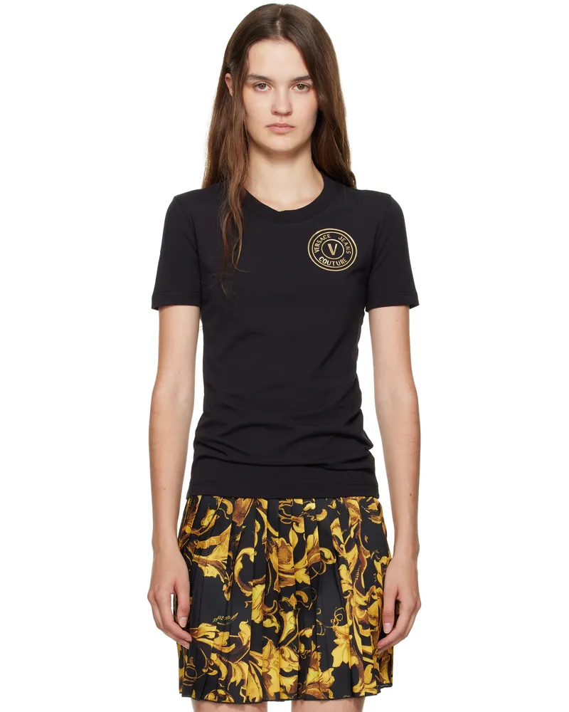 Versace Jeans Black Jersey Stretch T-shirt Eg89