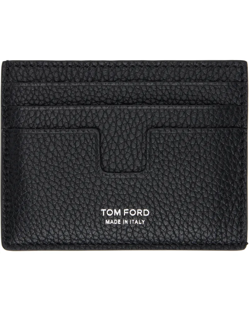 Tom Ford Black Grain Leather Classic Card Holder Black