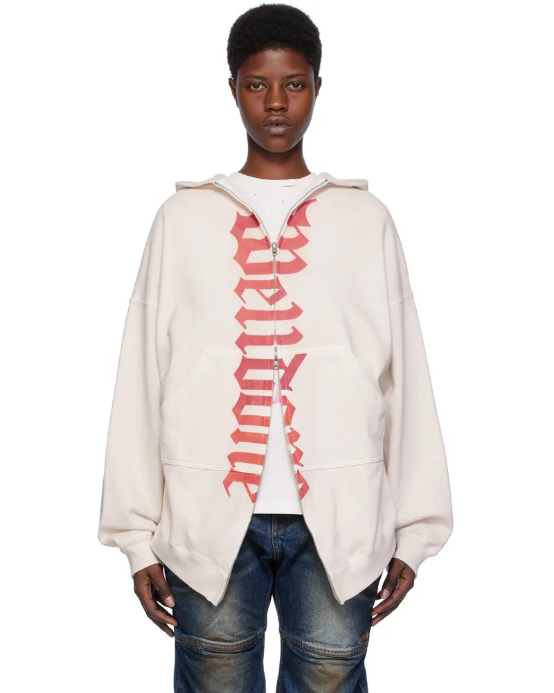 WE 11 DONE White Printed Hoodie White