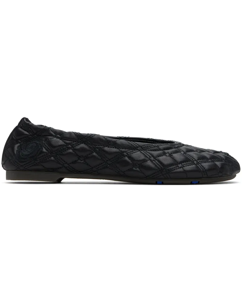 Burberry Black Leather Sadler Ballerina Flats Black