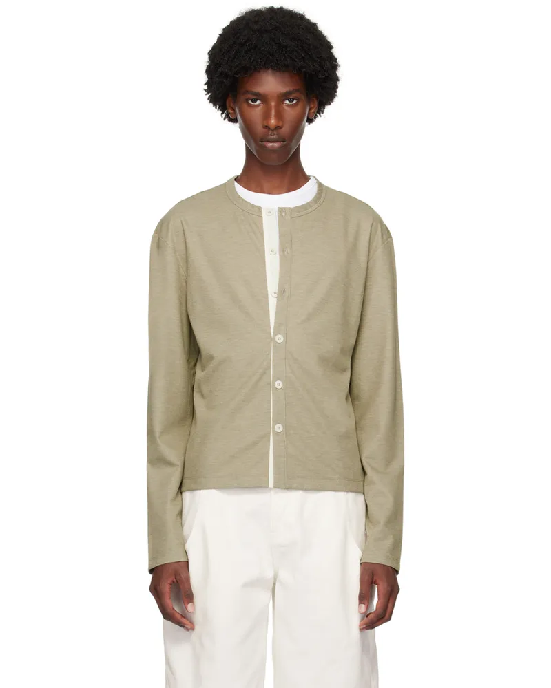 AMOMENTO Khaki Slim Fit Cardigan Khaki