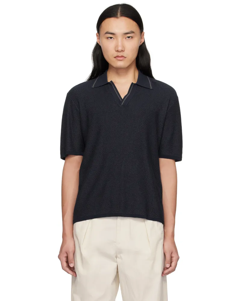 Rag & Bone Navy Harvey Jonny Collar Polo Salute