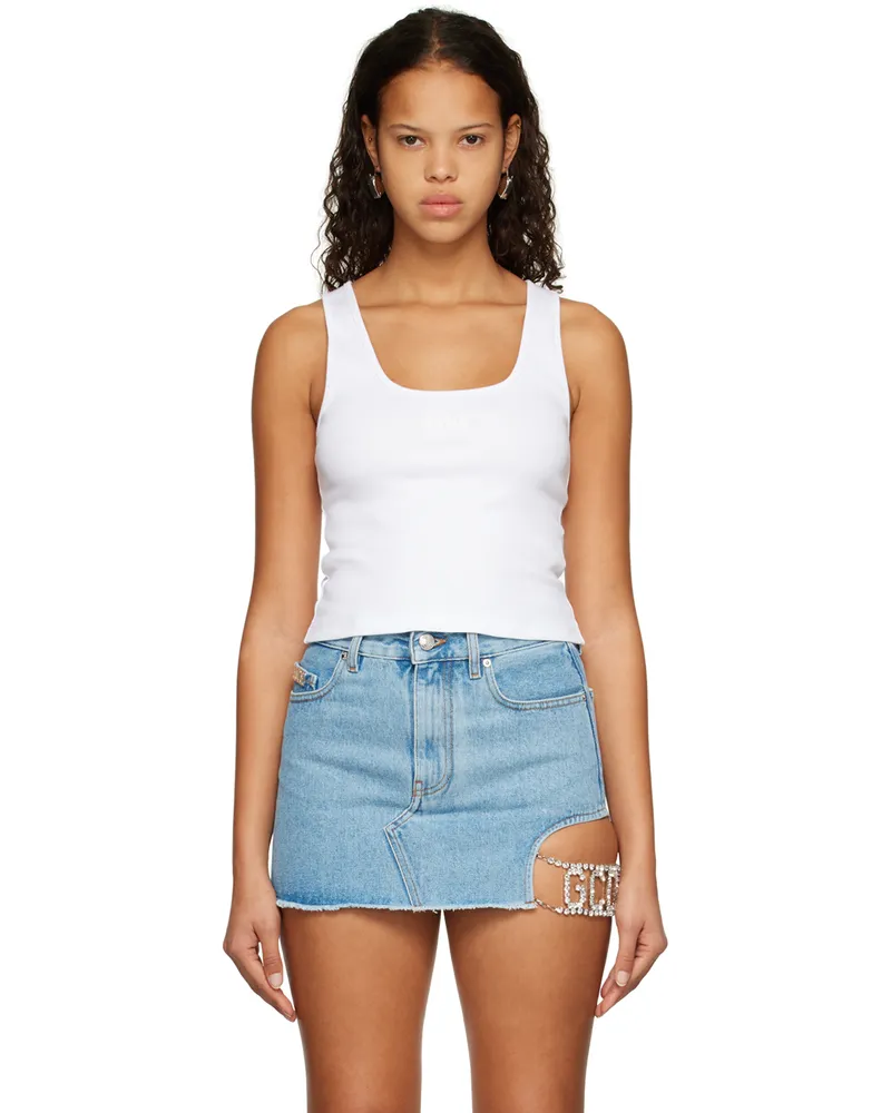 GCDS White Scoop Neck Tank Top White