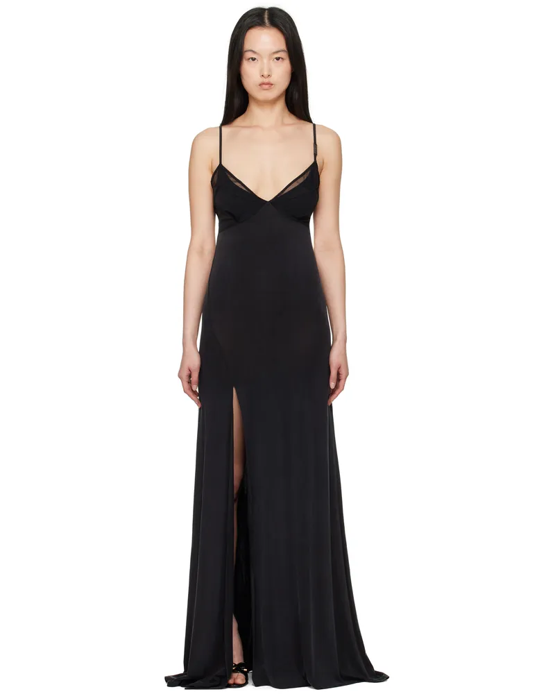 Versace Jeans Black Slip Maxi Dress E899