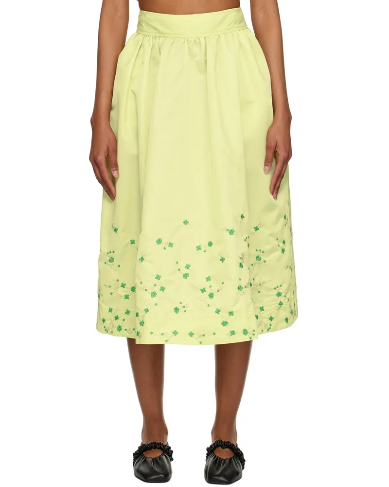 Ganni SSENSE Exclusive Green Midi Skirt 796
