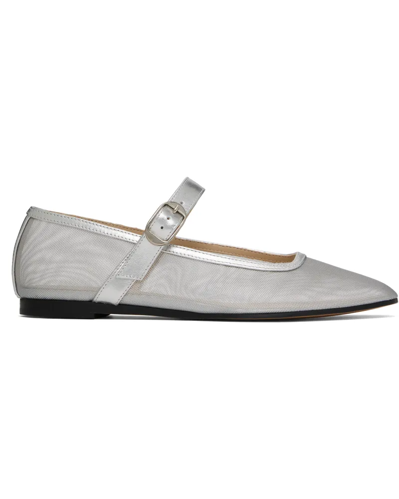 Le Monde Béryl Silver Mesh Mary Jane Ballerina Flats Silver