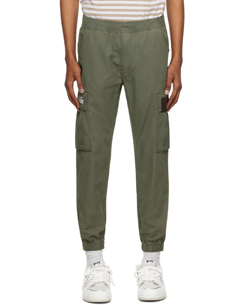 AAPE by A Bathing Ape Green Patch Cargo Pants Khn
