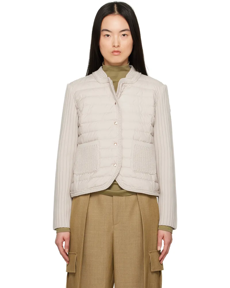 Moncler Beige Padded Wool Down Cardigan 20n