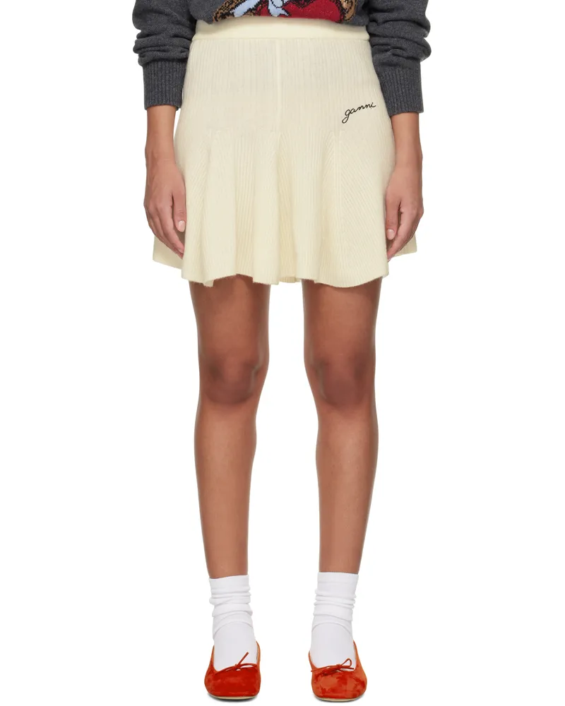 Ganni Off-White Cashmere Mix Miniskirt 135