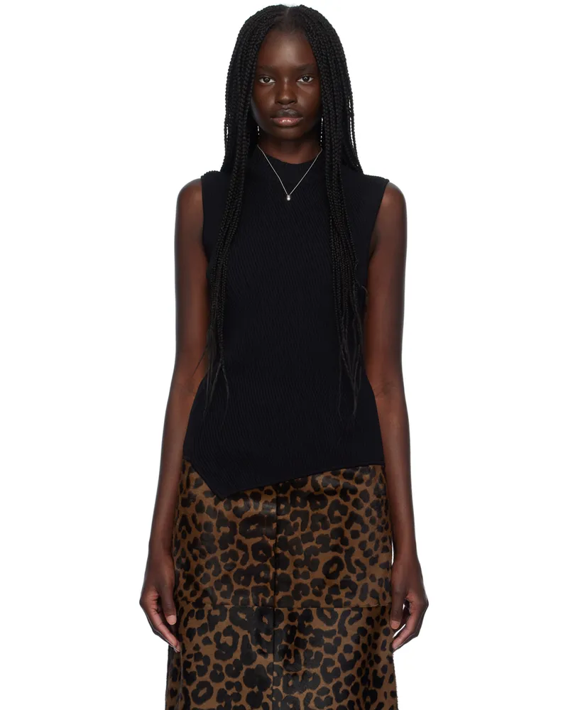 Totême Black Asymmetric Tank Top 001