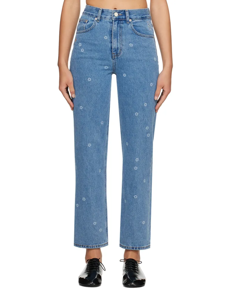 Kijun Blue Flower Jeans Blue