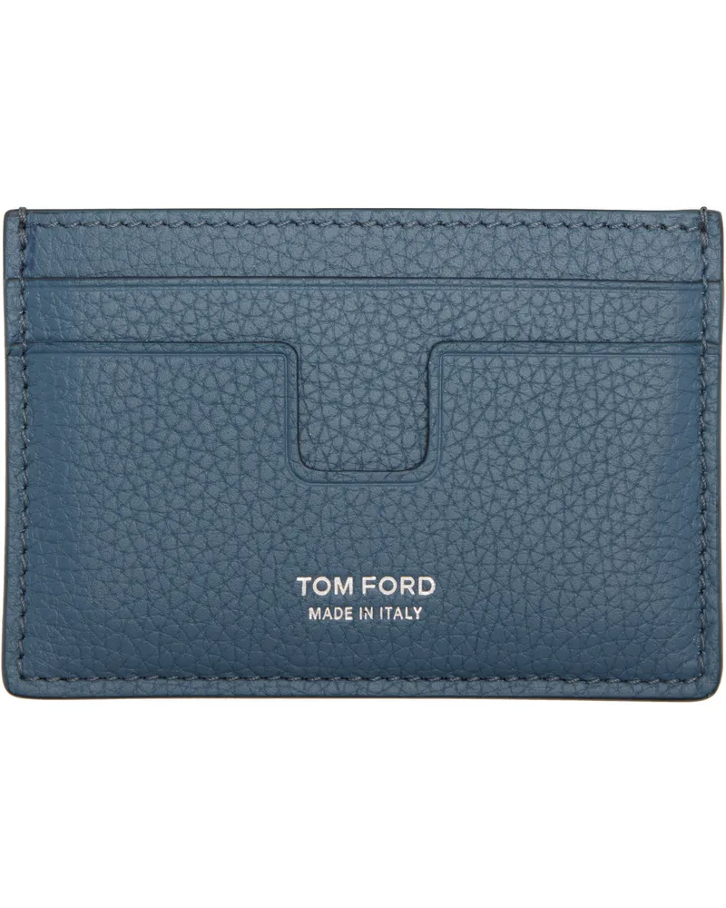 Tom Ford Blue Grain Leather Classic Card Holder 1l059indigo
