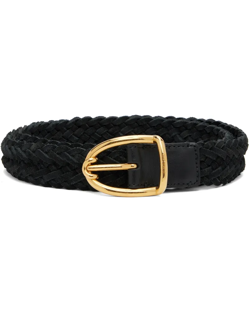 Tom Ford Black Woven Suede Angled Buckle Belt 1n001black