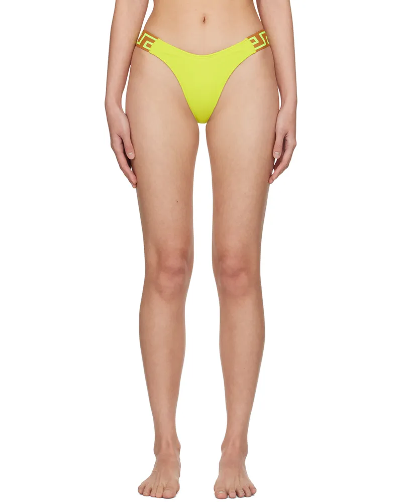 Versace Green Greca Border Bikini Bottom 2y810-mimosa+camel