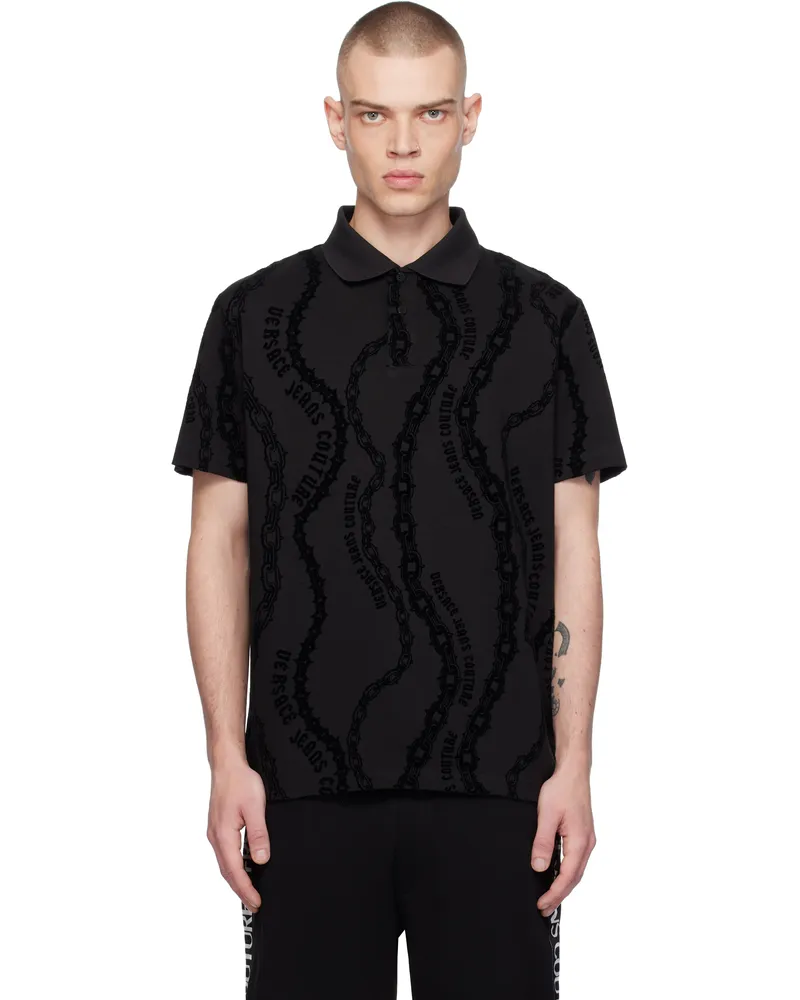 Versace Jeans Black Chain Flock Polo E899-black