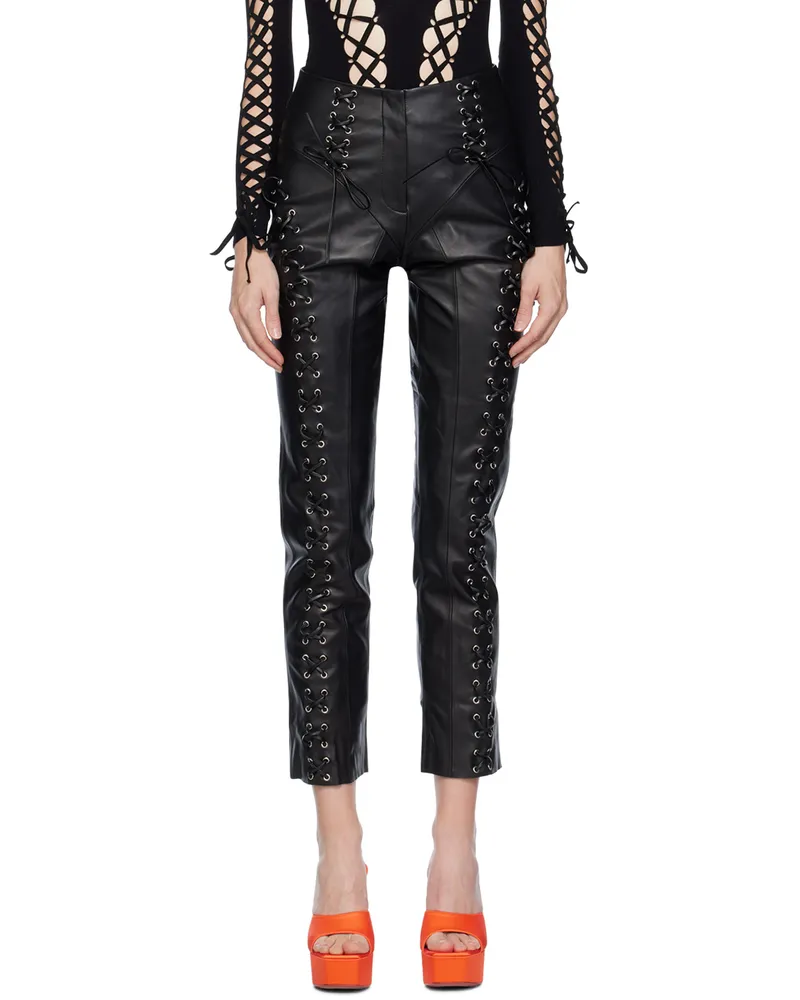 Sinead Gorey SSENSE Exclusive Black Leather Pants Black