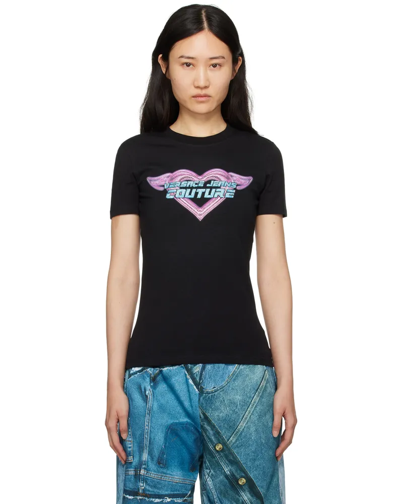 Versace Jeans Black Crystal T-Shirt E899