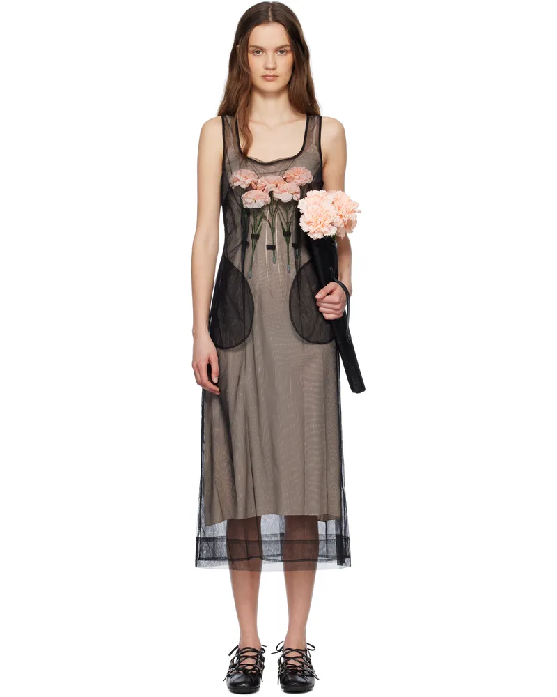 Simone Rocha Black Carnation Dart Midi Dress Black