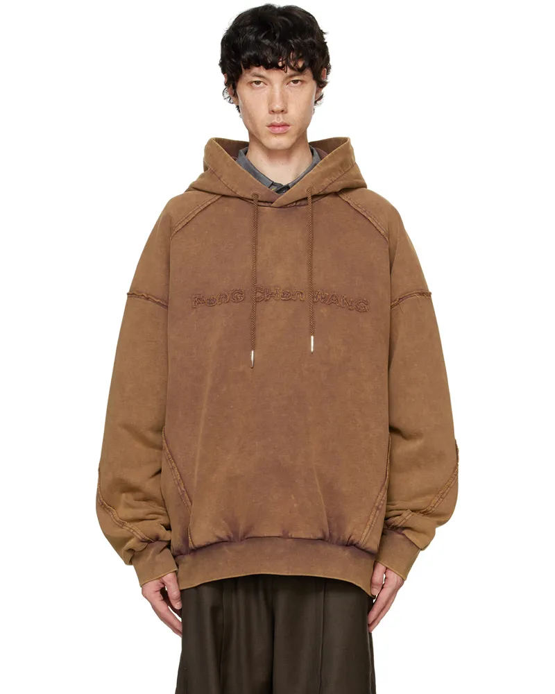 Feng Chen Wang Brown Washed Hoodie Brown