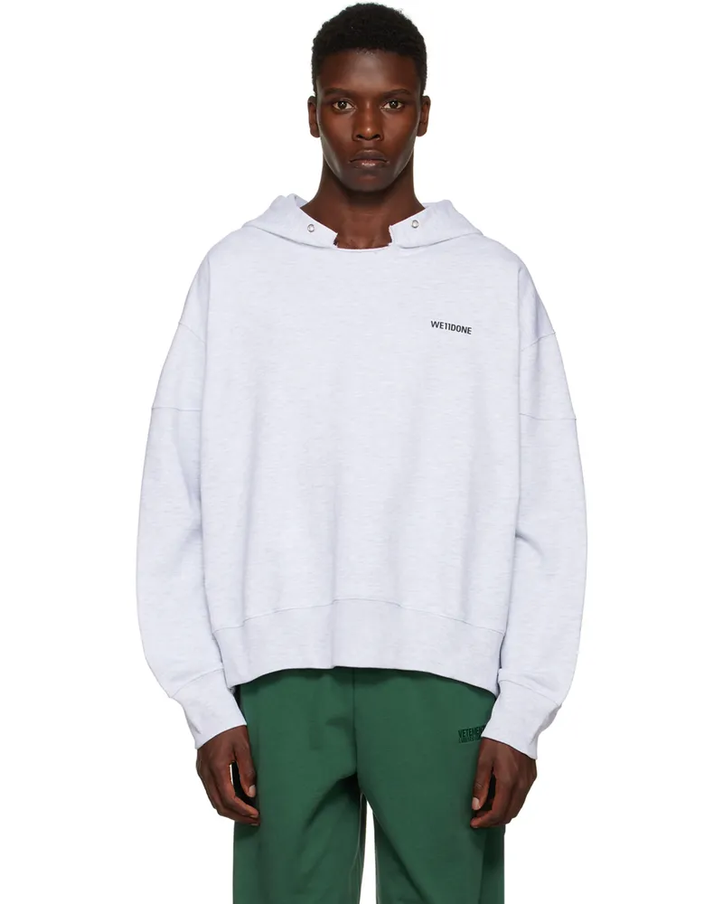 WE 11 DONE Gray Raw Edge Hoodie Grey