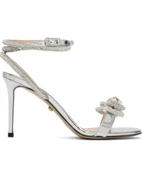 Mach & Mach Silver Double Bow 95 Heeled Sandals Silver