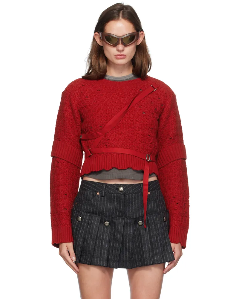 Andersson Bell Red Nora Strap Sweater Scarlet