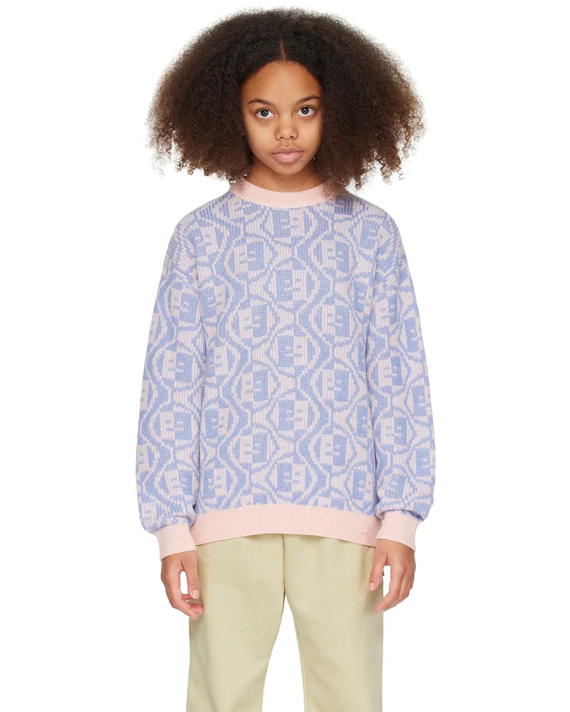 Acne Studios Kids Pink & Blue Crewneck Sweater Faded