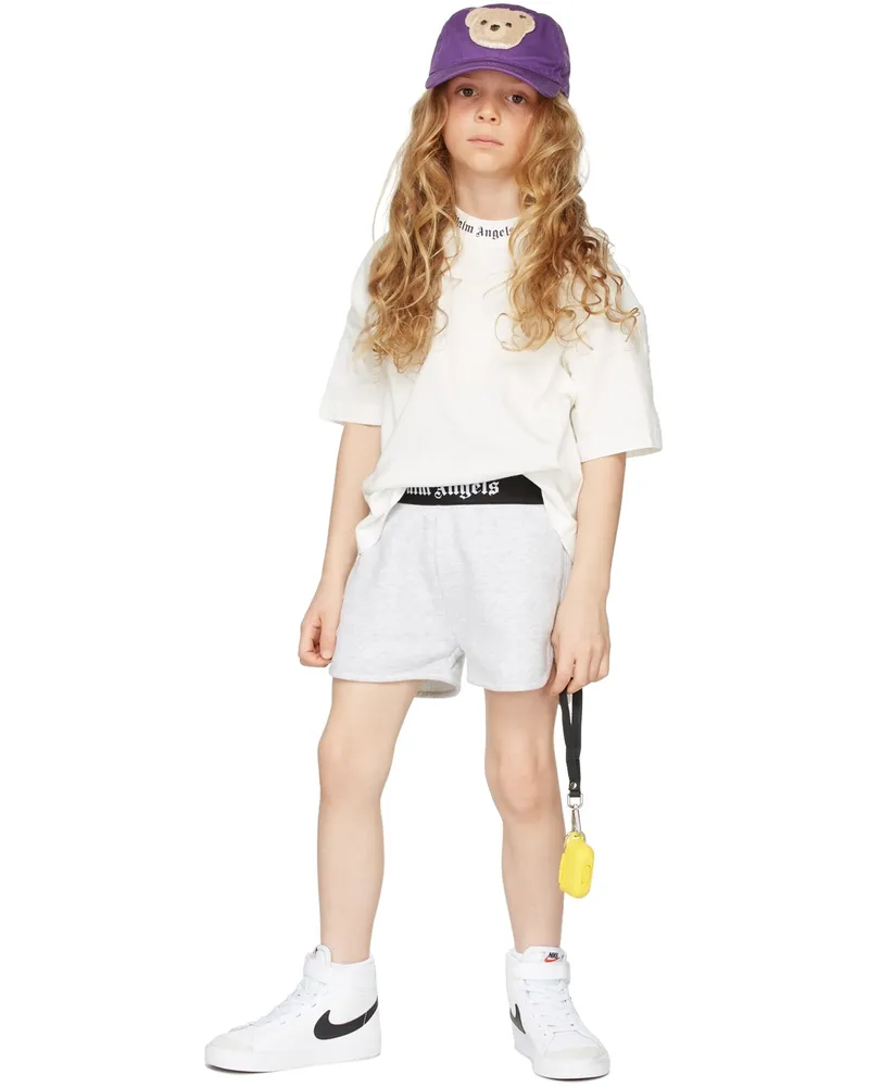 Palm Angels Kids Grey Logo Tape Shorts Light
