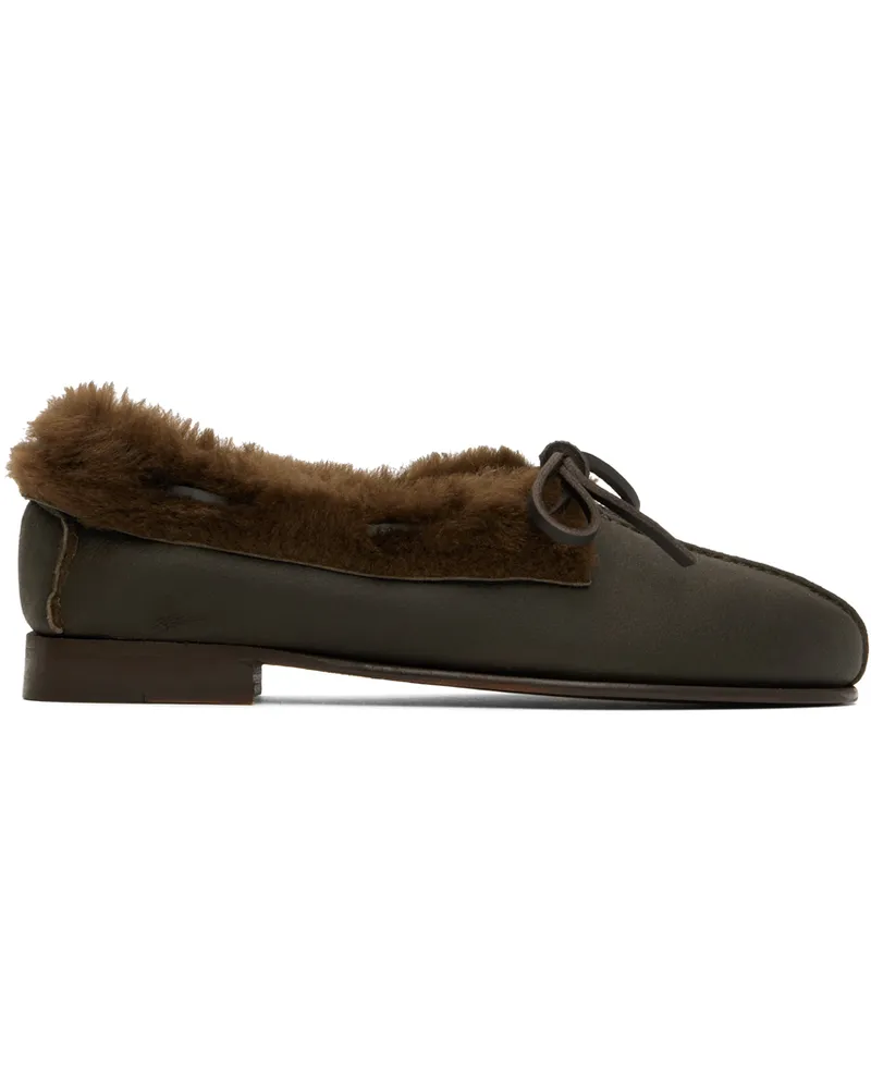 HEREU Brown Tilla Shearling Loafers Forest