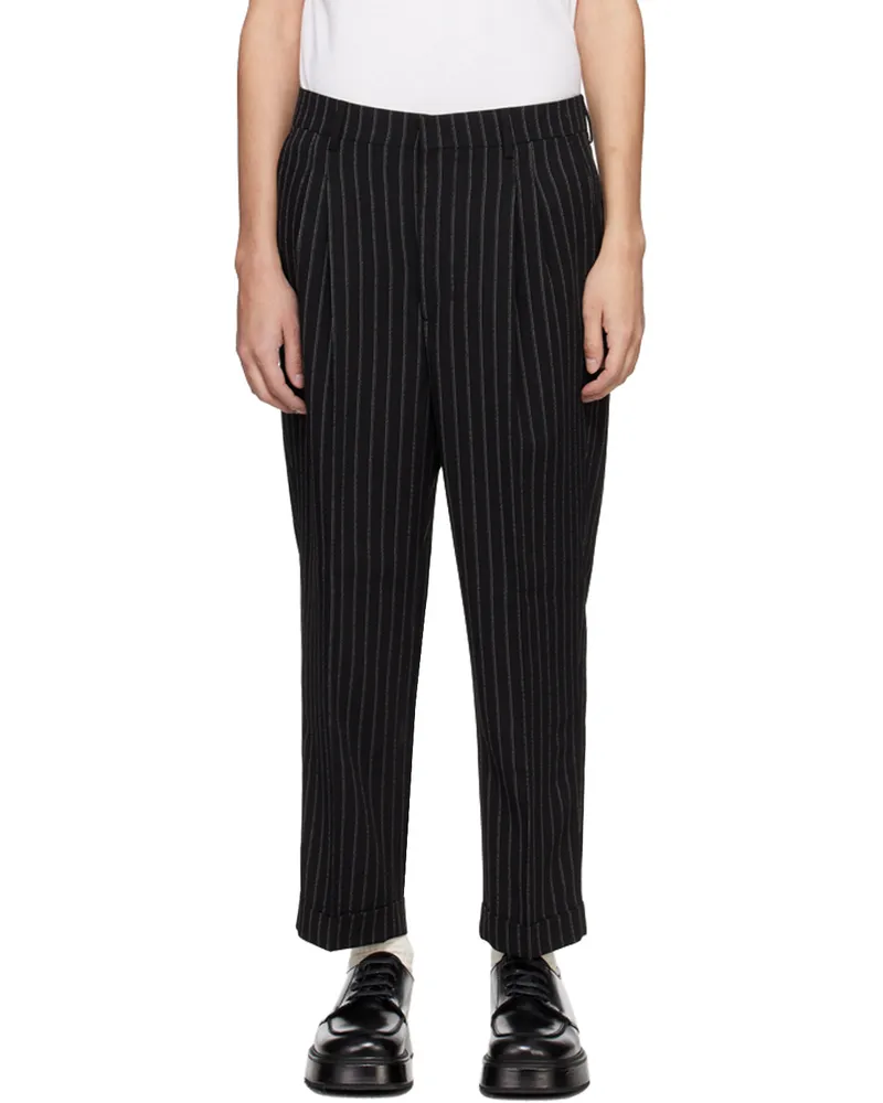 AMI Paris Black Carrot-Fit Trousers Black