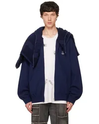 Doublet Navy Onsen Towel Hoodie Navy