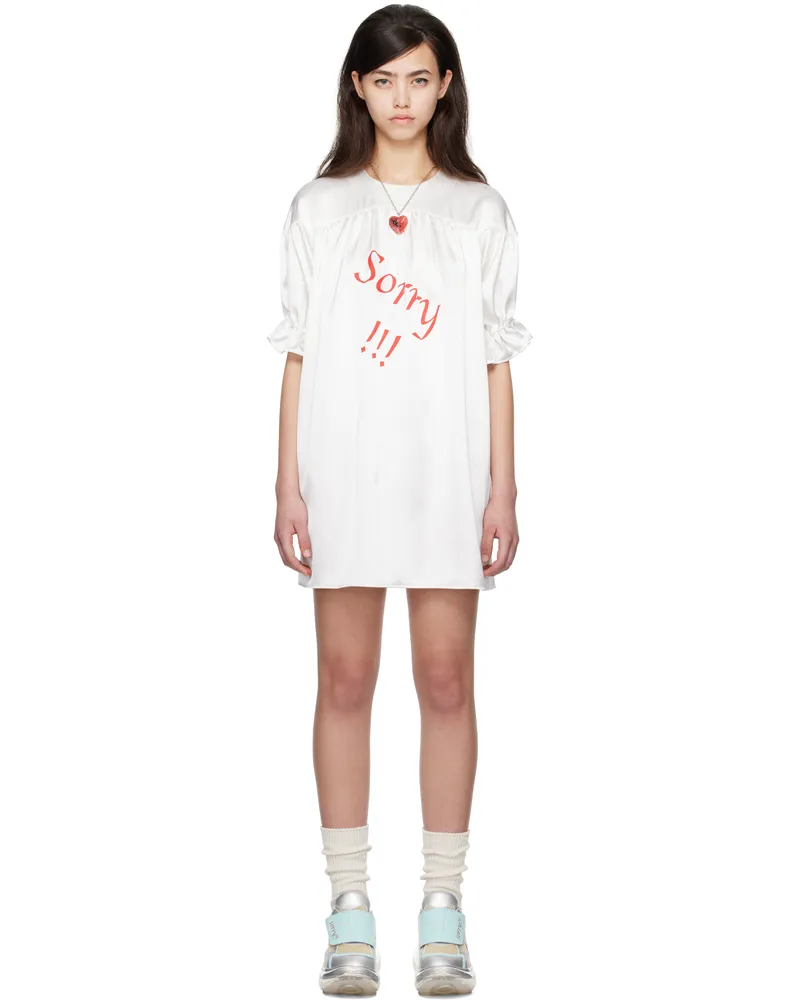 Petra Collins SSENSE Exclusive White JennyFax Edition Puff Sleeve Minidress White