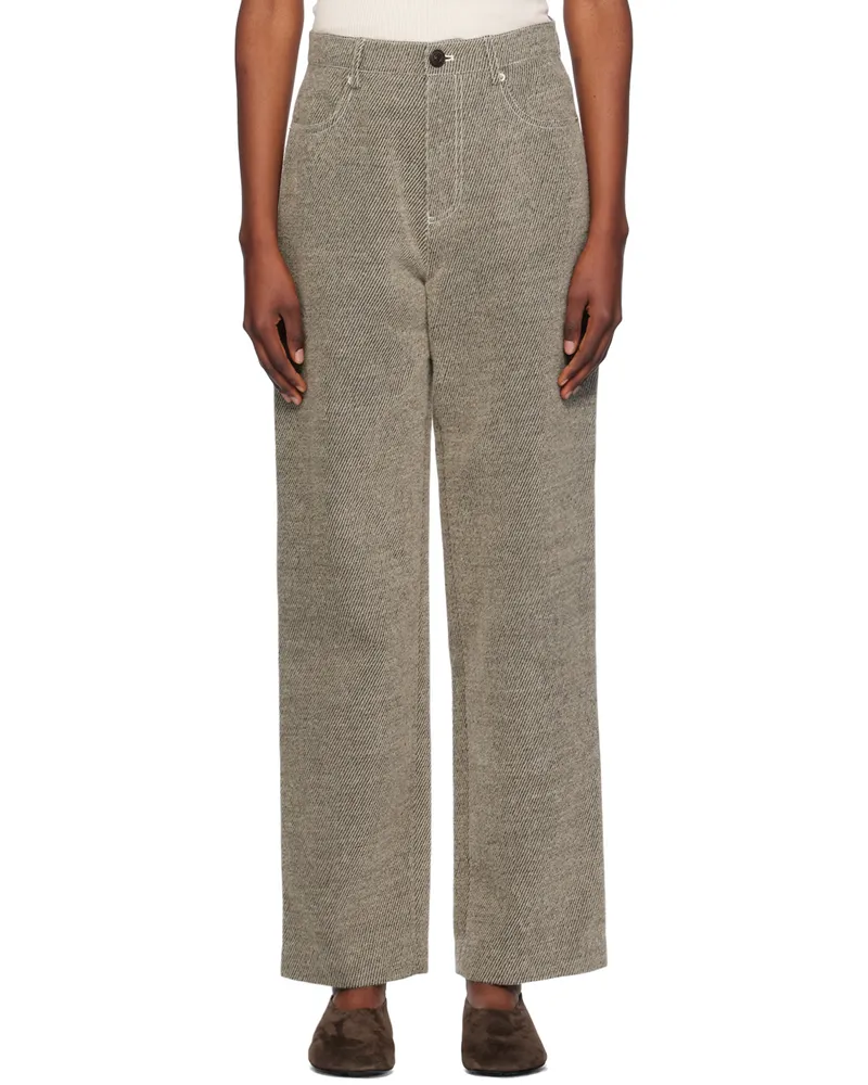 UMBER POSTPAST Brown Recycled Hairy Wool Trousers Brown