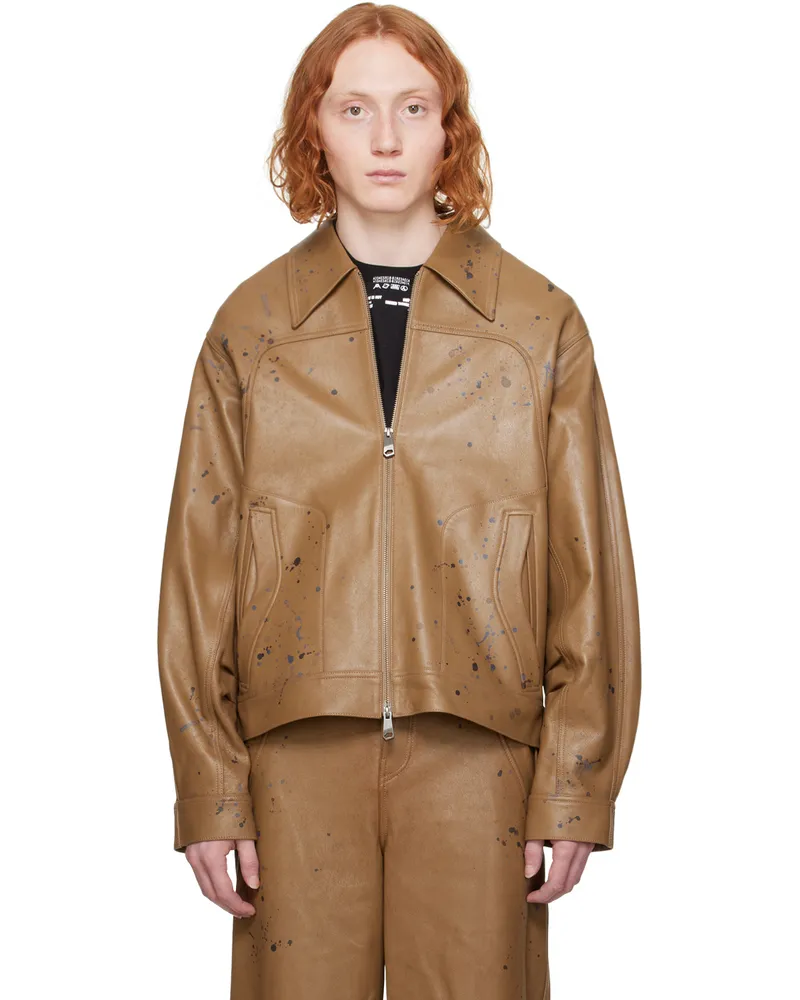 Adererror Tan Nord Leather Jacket Brown