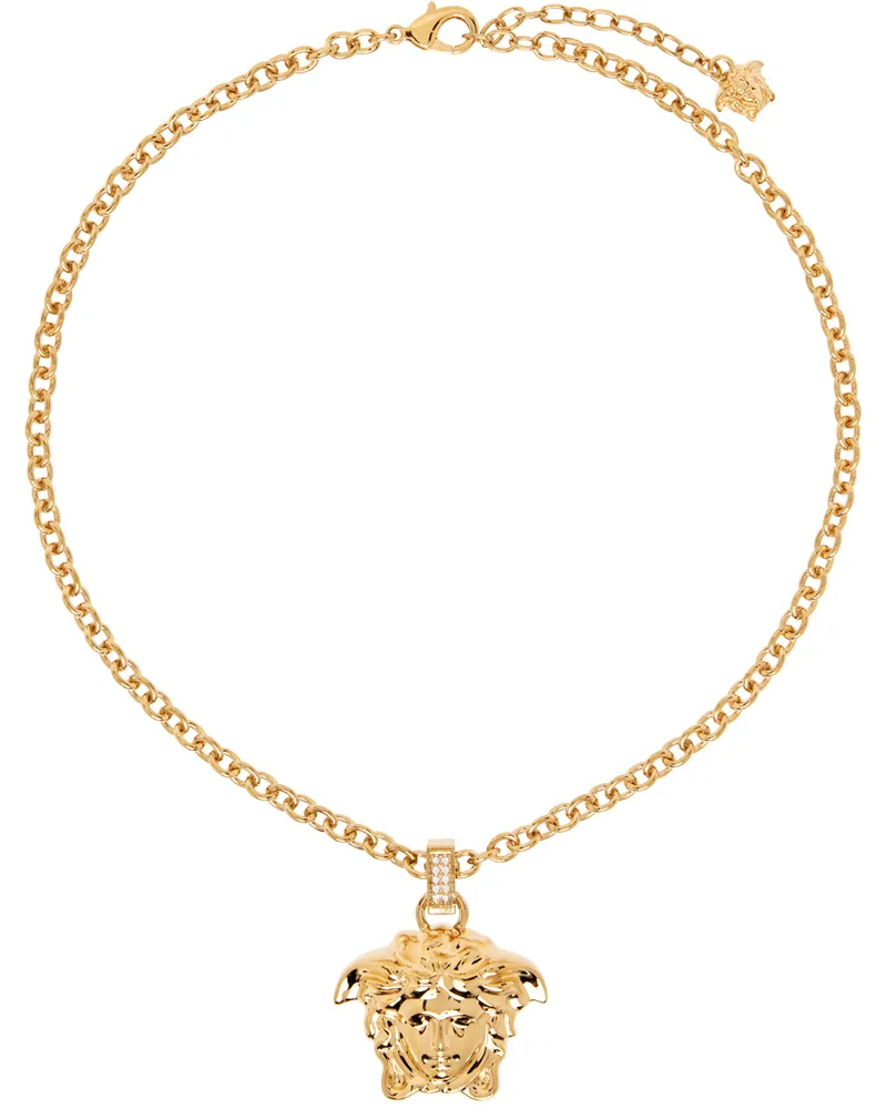 Versace Gold Crystal 'La Medusa' Necklace Kcvo