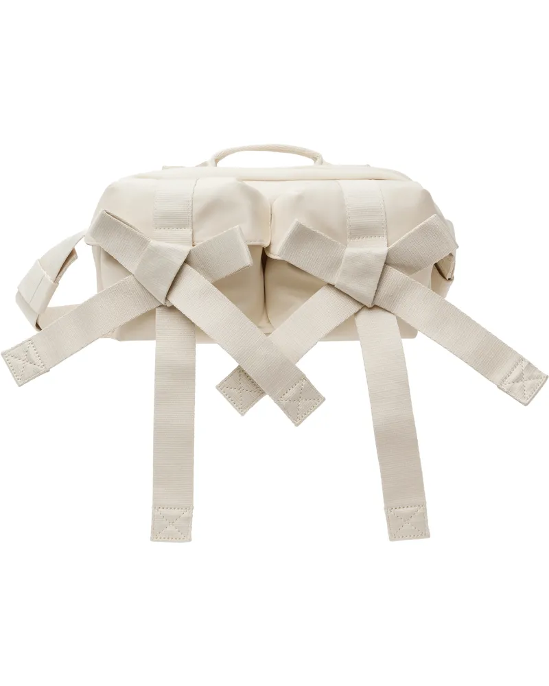 Simone Rocha Off-White Beaded Classic Bow Crossbody Bag Stone