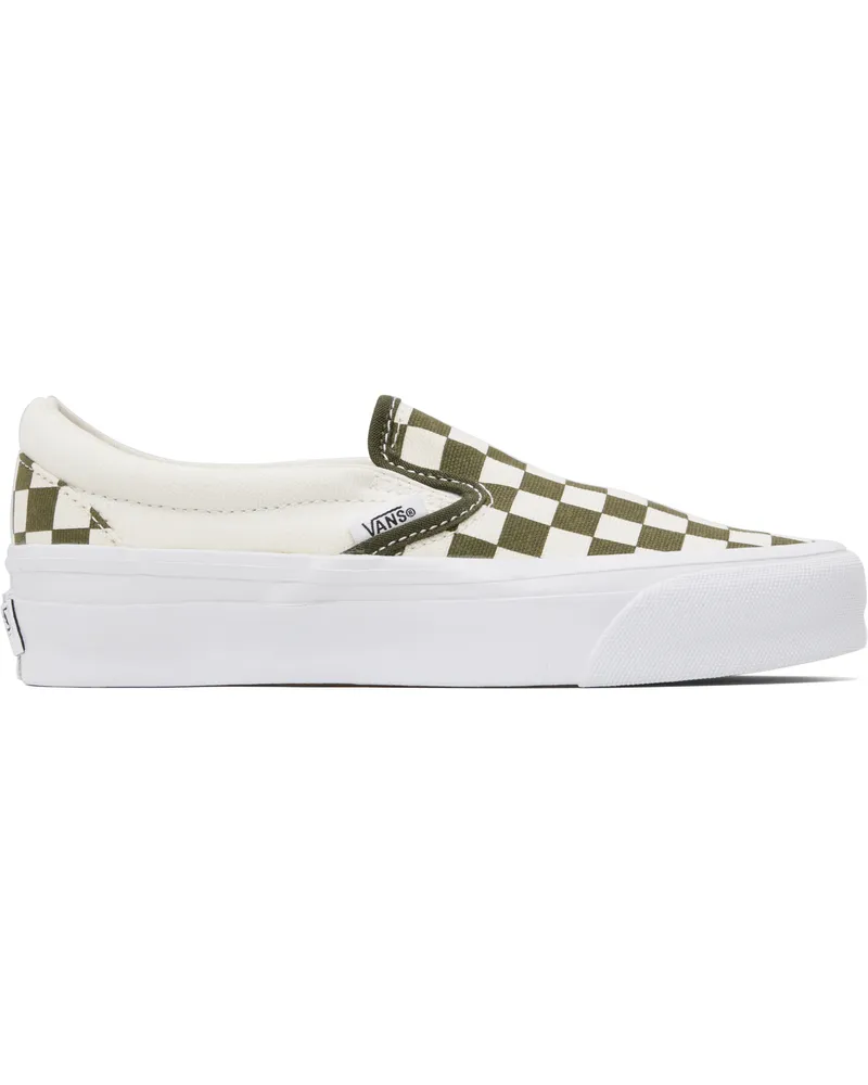 Vans Off-White & Green LX Classic Slip-On 98 Sneakers Checkerboard